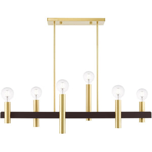 HomeRoots Six Light Dimmable Chandelier – Modern Cylinder Shades for Versatile Ambient Lighting Anywhere 687481