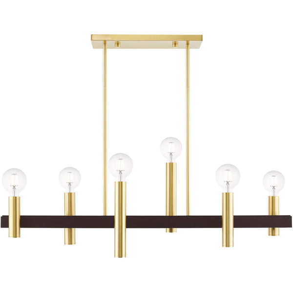 HomeRoots Six Light Dimmable Chandelier – Modern Cylinder Shades for Versatile Ambient Lighting Anywhere 687481