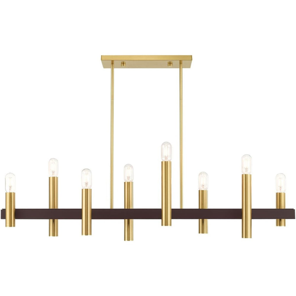 HomeRoots Eight Light Dimmable Chandelier - Elegant Cylindrical Shades for Modern Style & Adjustable Ambiance 687483