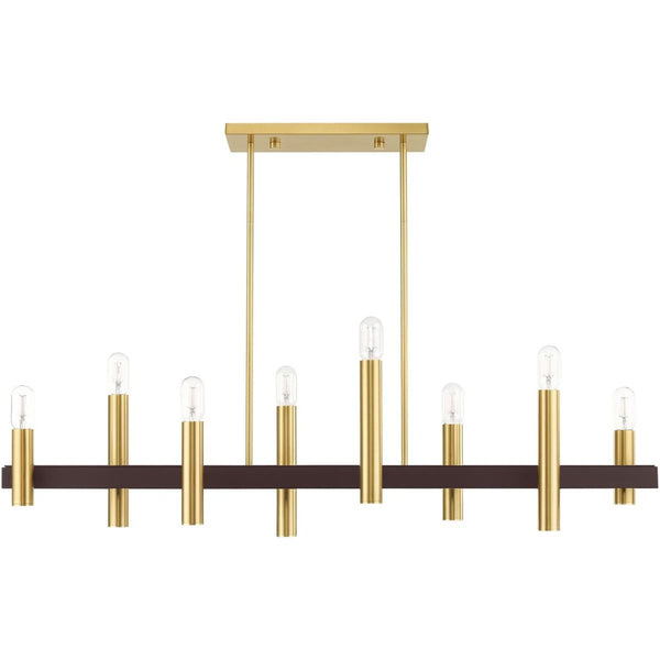 HomeRoots Eight Light Dimmable Chandelier - Elegant Cylindrical Shades for Modern Style & Adjustable Ambiance 687483