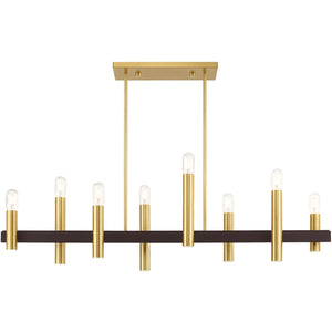 HomeRoots Eight Light Dimmable Chandelier - Elegant Cylindrical Shades for Modern Style & Adjustable Ambiance 687483
