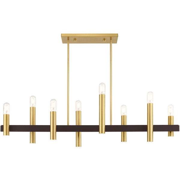HomeRoots Eight Light Dimmable Chandelier - Elegant Cylindrical Shades for Modern Style & Adjustable Ambiance 687483