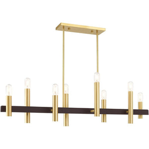 HomeRoots Eight Light Dimmable Chandelier - Elegant Cylindrical Shades for Modern Style & Adjustable Ambiance 687483