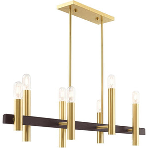 HomeRoots Eight Light Dimmable Chandelier - Elegant Cylindrical Shades for Modern Style & Adjustable Ambiance 687483