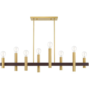 HomeRoots Eight Light Dimmable Chandelier - Elegant Cylindrical Shades for Modern Style & Adjustable Ambiance 687483