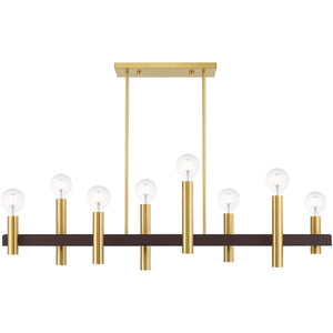 HomeRoots Eight Light Dimmable Chandelier - Elegant Cylindrical Shades for Modern Style & Adjustable Ambiance 687483
