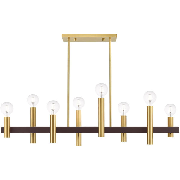 HomeRoots Eight Light Dimmable Chandelier - Elegant Cylindrical Shades for Modern Style & Adjustable Ambiance 687483