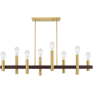 HomeRoots Eight Light Dimmable Chandelier - Elegant Cylindrical Shades for Modern Style & Adjustable Ambiance 687483