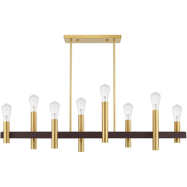 HomeRoots Eight Light Dimmable Chandelier - Elegant Cylindrical Shades for Modern Style & Adjustable Ambiance 687483