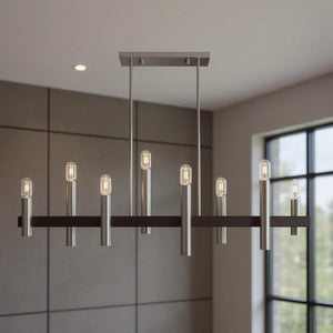 HomeRoots Eight Light Dimmable Chandelier – Modern Cylinder Design for Versatile Illumination in Any Space 687484
