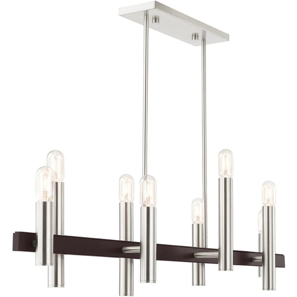 HomeRoots Eight Light Dimmable Chandelier – Modern Cylinder Design for Versatile Illumination in Any Space 687484