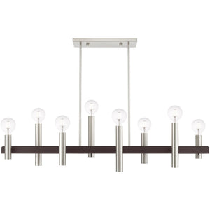 HomeRoots Eight Light Dimmable Chandelier – Modern Cylinder Design for Versatile Illumination in Any Space 687484