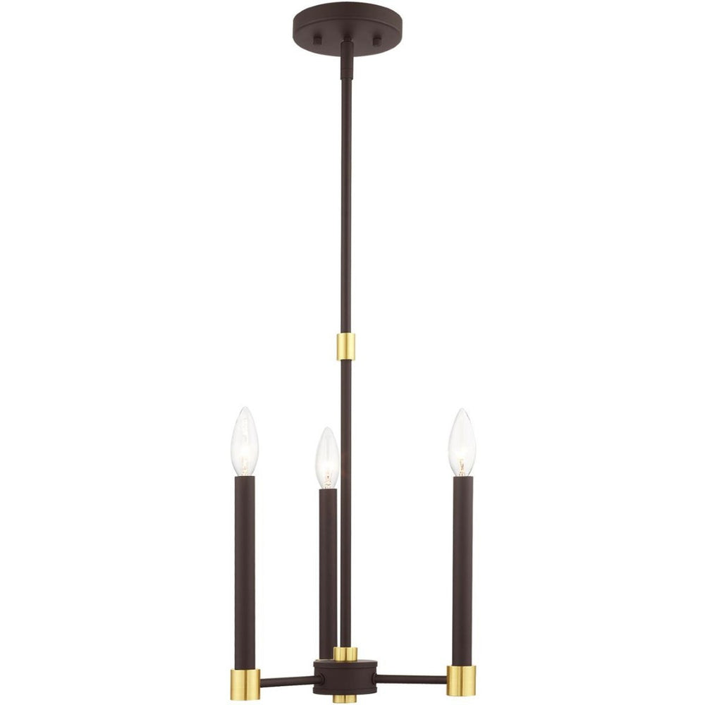 HomeRoots Three Light Dimmable Chandelier - Modern Steel Design with Cylindrical Shades for Stylish Spaces 687485