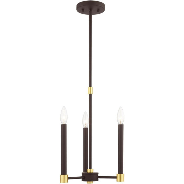 HomeRoots Three Light Dimmable Chandelier - Modern Steel Design with Cylindrical Shades for Stylish Spaces 687485