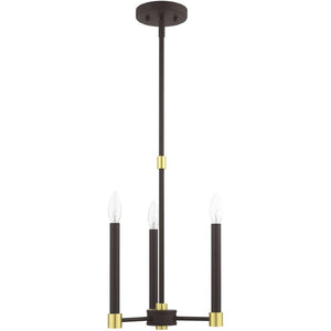 HomeRoots Three Light Dimmable Chandelier - Modern Steel Design with Cylindrical Shades for Stylish Spaces 687485