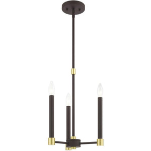 HomeRoots Three Light Dimmable Chandelier - Modern Steel Design with Cylindrical Shades for Stylish Spaces 687485