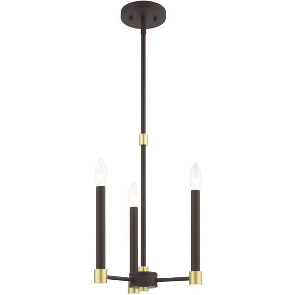 HomeRoots Three Light Dimmable Chandelier - Modern Steel Design with Cylindrical Shades for Stylish Spaces 687485