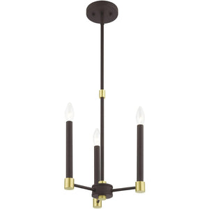 HomeRoots Three Light Dimmable Chandelier - Modern Steel Design with Cylindrical Shades for Stylish Spaces 687485