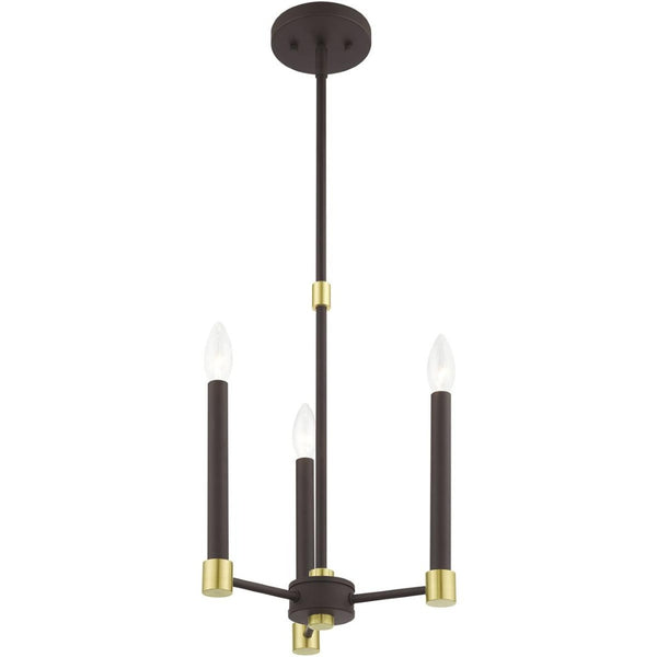 HomeRoots Three Light Dimmable Chandelier - Modern Steel Design with Cylindrical Shades for Stylish Spaces 687485