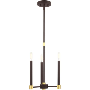HomeRoots Three Light Dimmable Chandelier - Modern Steel Design with Cylindrical Shades for Stylish Spaces 687485