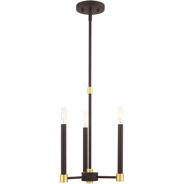 HomeRoots Three Light Dimmable Chandelier - Modern Steel Design with Cylindrical Shades for Stylish Spaces 687485