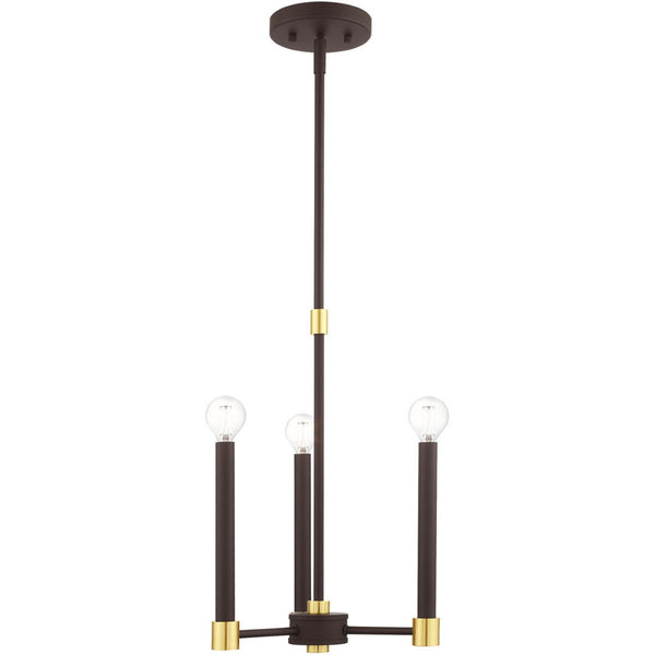 HomeRoots Three Light Dimmable Chandelier - Modern Steel Design with Cylindrical Shades for Stylish Spaces 687485