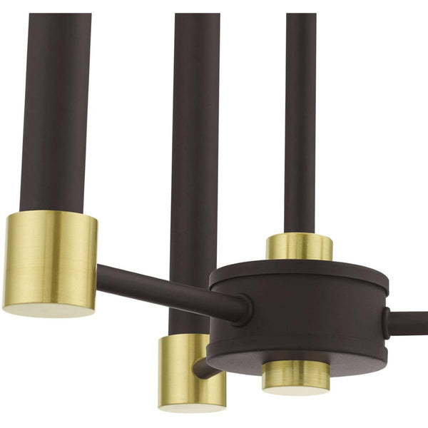 HomeRoots Three Light Dimmable Chandelier - Modern Steel Design with Cylindrical Shades for Stylish Spaces 687485