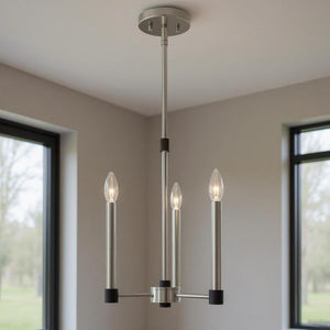 HomeRoots Three Light Dimmable Chandelier - Modern Cylinder Shades, Sleek Design for Living Rooms & More! 687486