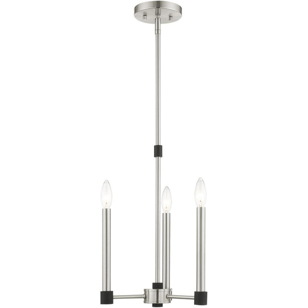 HomeRoots Three Light Dimmable Chandelier - Modern Cylinder Shades, Sleek Design for Living Rooms & More! 687486
