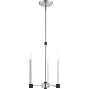 HomeRoots Three Light Dimmable Chandelier - Modern Cylinder Shades, Sleek Design for Living Rooms & More! 687486