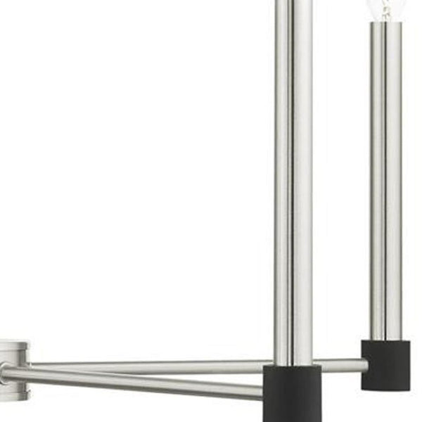 HomeRoots Five Light Dimmable Chandelier - Modern Cylindrical Shades for Elegant Ambiance in Any Space 687488