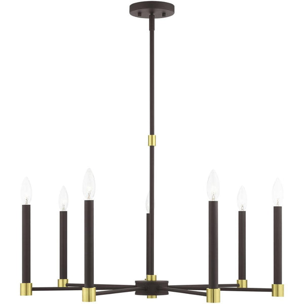 HomeRoots Seven Light Dimmable Chandelier – Modern Steel Shades for Stunning Illumination & Versatile Style 687489