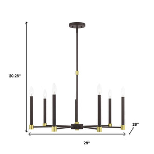 HomeRoots Seven Light Dimmable Chandelier – Modern Steel Shades for Stunning Illumination & Versatile Style 687489