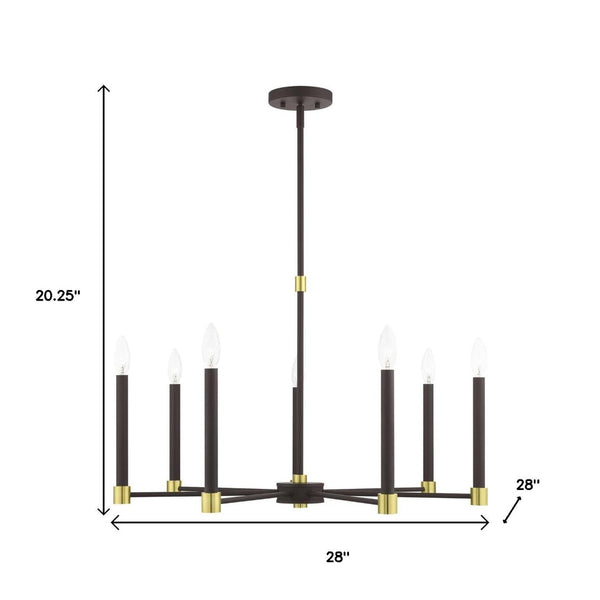 HomeRoots Seven Light Dimmable Chandelier – Modern Steel Shades for Stunning Illumination & Versatile Style 687489
