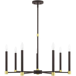 HomeRoots Seven Light Dimmable Chandelier – Modern Steel Shades for Stunning Illumination & Versatile Style 687489