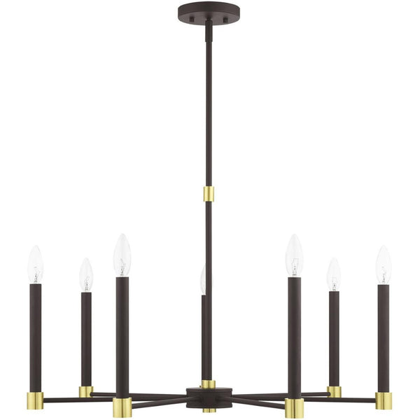 HomeRoots Seven Light Dimmable Chandelier – Modern Steel Shades for Stunning Illumination & Versatile Style 687489