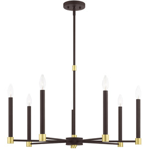 HomeRoots Seven Light Dimmable Chandelier – Modern Steel Shades for Stunning Illumination & Versatile Style 687489