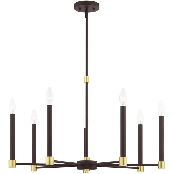 HomeRoots Seven Light Dimmable Chandelier – Modern Steel Shades for Stunning Illumination & Versatile Style 687489