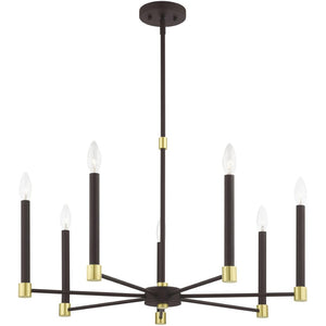 HomeRoots Seven Light Dimmable Chandelier – Modern Steel Shades for Stunning Illumination & Versatile Style 687489