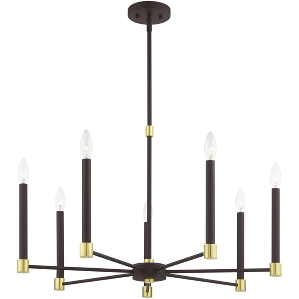 HomeRoots Seven Light Dimmable Chandelier – Modern Steel Shades for Stunning Illumination & Versatile Style 687489