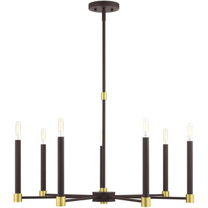 HomeRoots Seven Light Dimmable Chandelier – Modern Steel Shades for Stunning Illumination & Versatile Style 687489