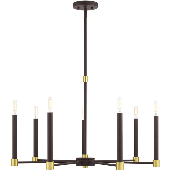 HomeRoots Seven Light Dimmable Chandelier – Modern Steel Shades for Stunning Illumination & Versatile Style 687489