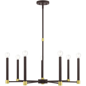 HomeRoots Seven Light Dimmable Chandelier – Modern Steel Shades for Stunning Illumination & Versatile Style 687489