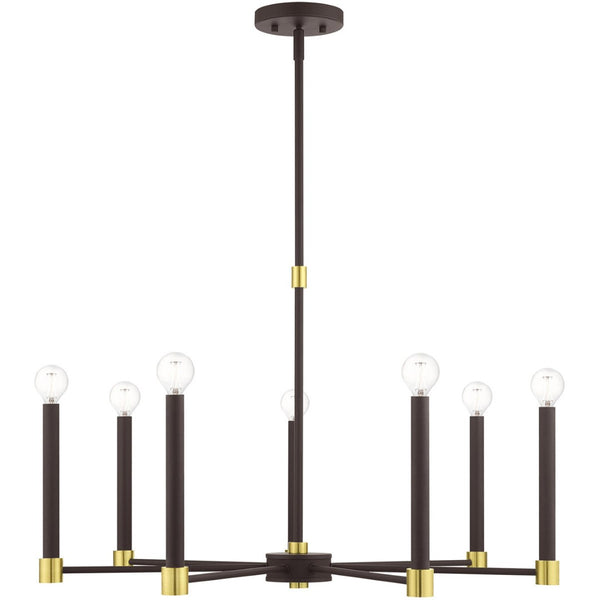 HomeRoots Seven Light Dimmable Chandelier – Modern Steel Shades for Stunning Illumination & Versatile Style 687489