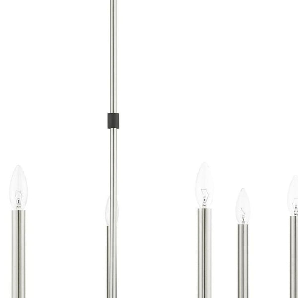 HomeRoots Seven Light Dimmable Chandelier - Modern Steel Shades for Versatile Illumination in Any Space 687490