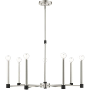 HomeRoots Seven Light Dimmable Chandelier - Modern Steel Shades for Versatile Illumination in Any Space 687490