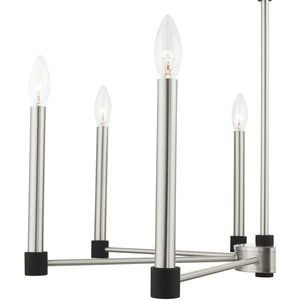 HomeRoots Seven Light Dimmable Chandelier - Modern Steel Shades for Versatile Illumination in Any Space 687490