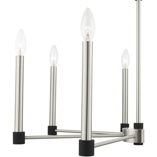 HomeRoots Seven Light Dimmable Chandelier - Modern Steel Shades for Versatile Illumination in Any Space 687490