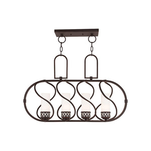 HomeRoots Bronze Four-Light Dimmable Chandelier with Opal Shades - Elegant Metal Fixture for Modern Spaces 687491