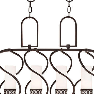 HomeRoots Bronze Four-Light Dimmable Chandelier with Opal Shades - Elegant Metal Fixture for Modern Spaces 687491